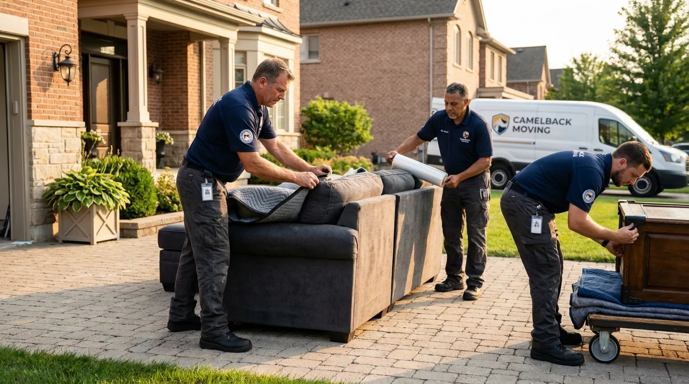 Large estate moving crew wrapping furniture in Wister, OK